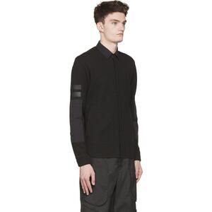 Tim Coppens Virgin Wool Blend Shirt Jacket Black Mixed Media Zip Sleeve